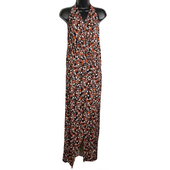 Free People Daria Halter Wrap Backless Maxi Dress Color Black Combo Size Medium - Picture 4 of 14